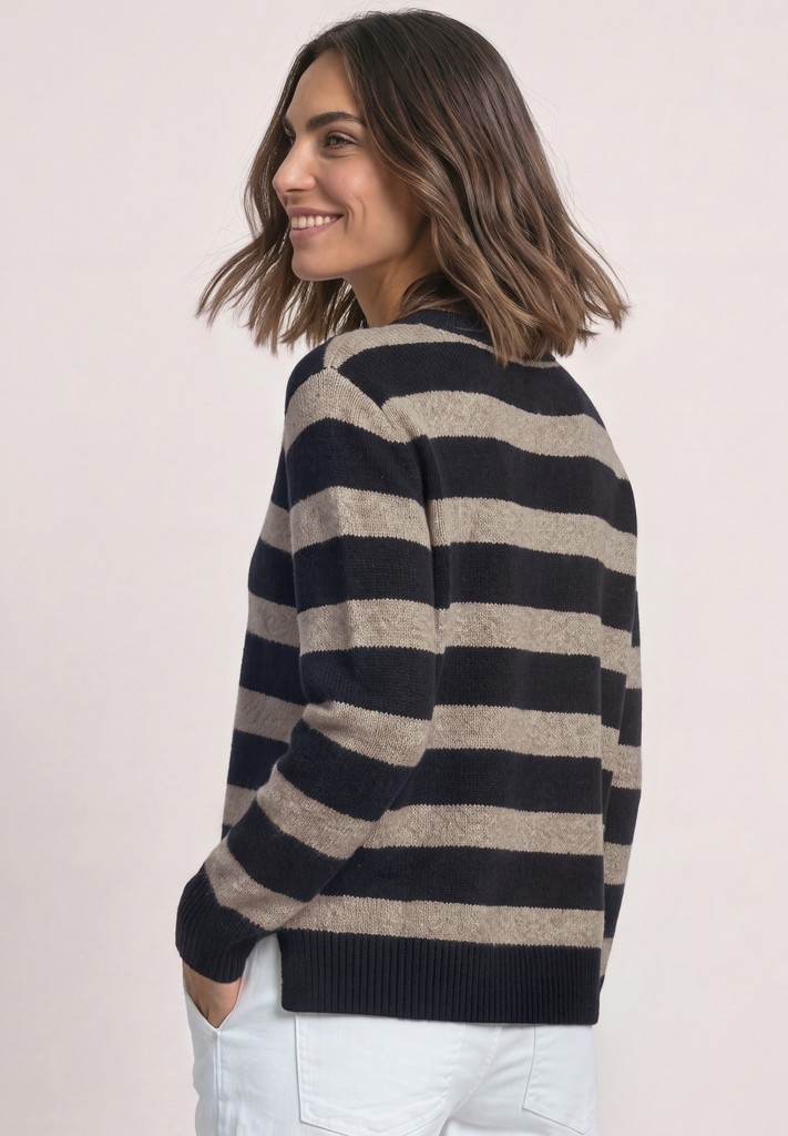 Pullover mit Boat Neck und Streifen