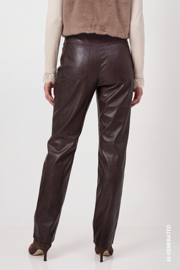 Kunstleder Wide-Leg-Hose