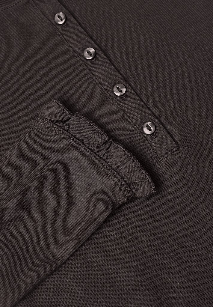 Langarm Shirt mit Rundhals und Rüschen