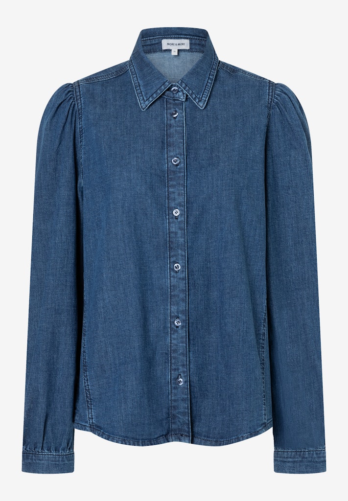Jeansbluse mit dezenten Puffärmeln