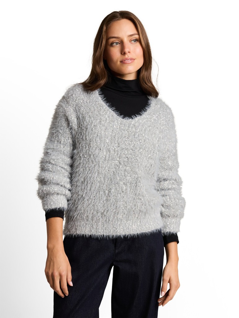 Loose Fit Strickpullover mit V-Ausschnitt