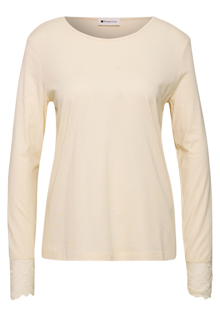 Langarm Shirt mit Rundhals und Spitze