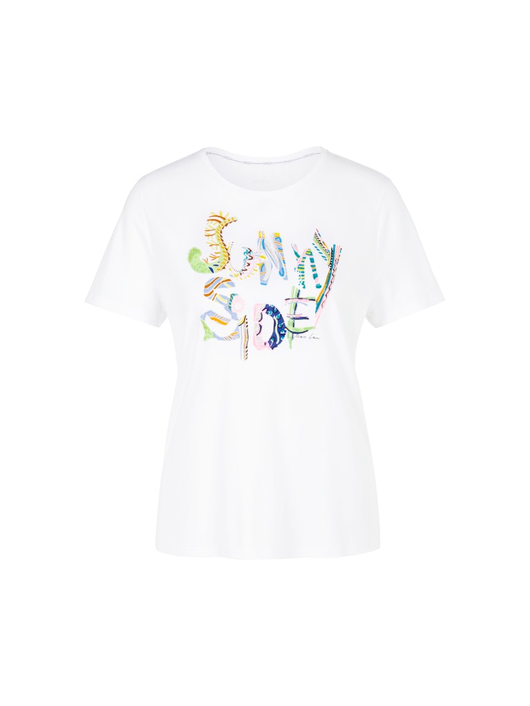 T-Shirt mit Print, Perlen und Pailletten