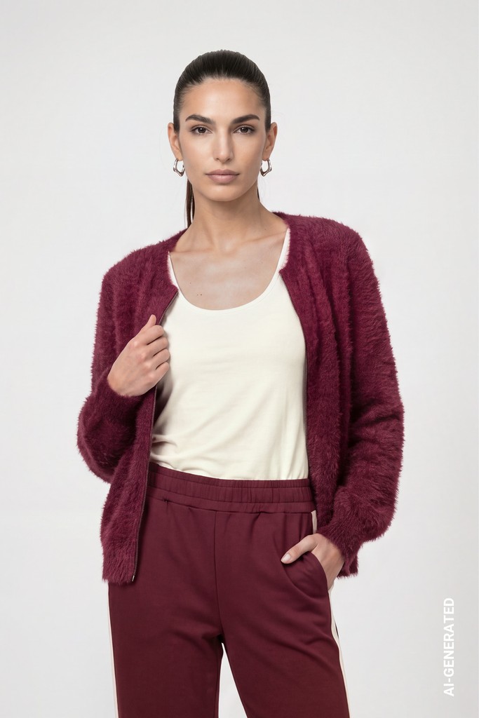 Strickjacke mit flauschiger Haptik