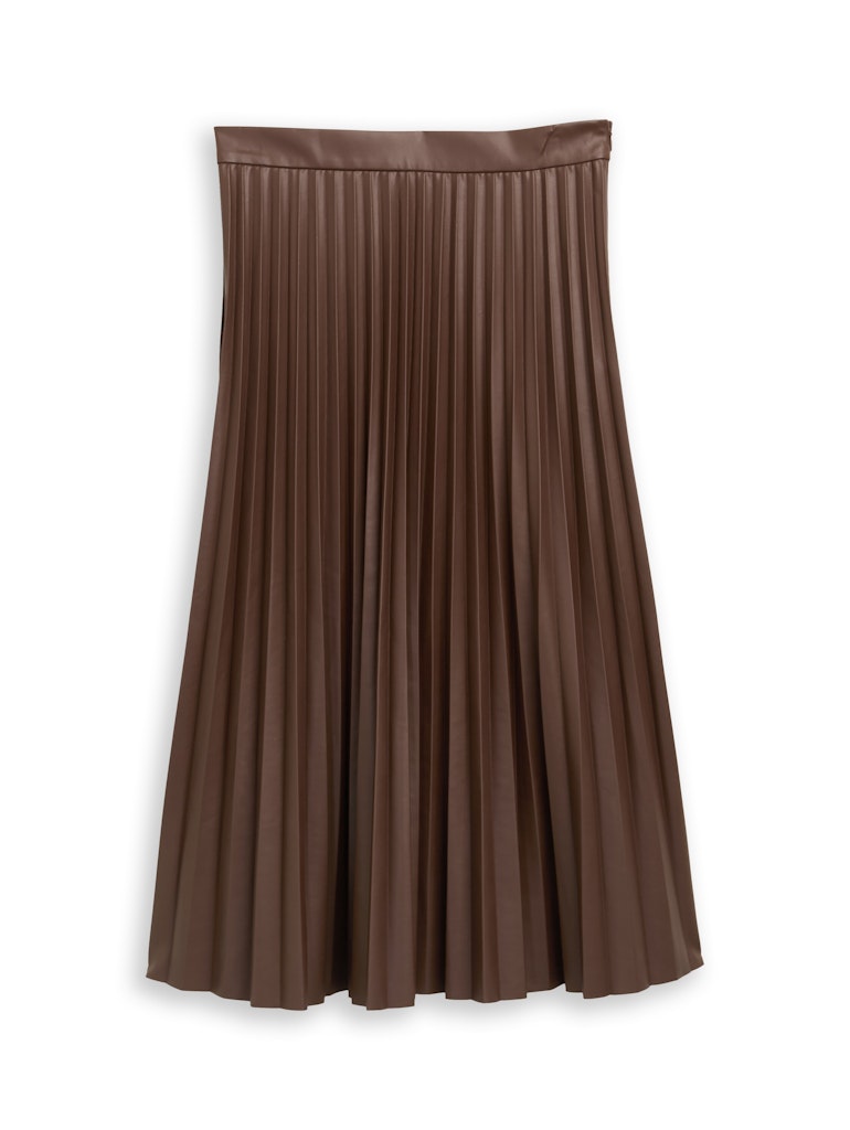 Plissee Midi-Rock in Lederoptik
