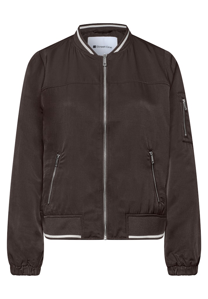 Satin-Blouson mit Streifendetails