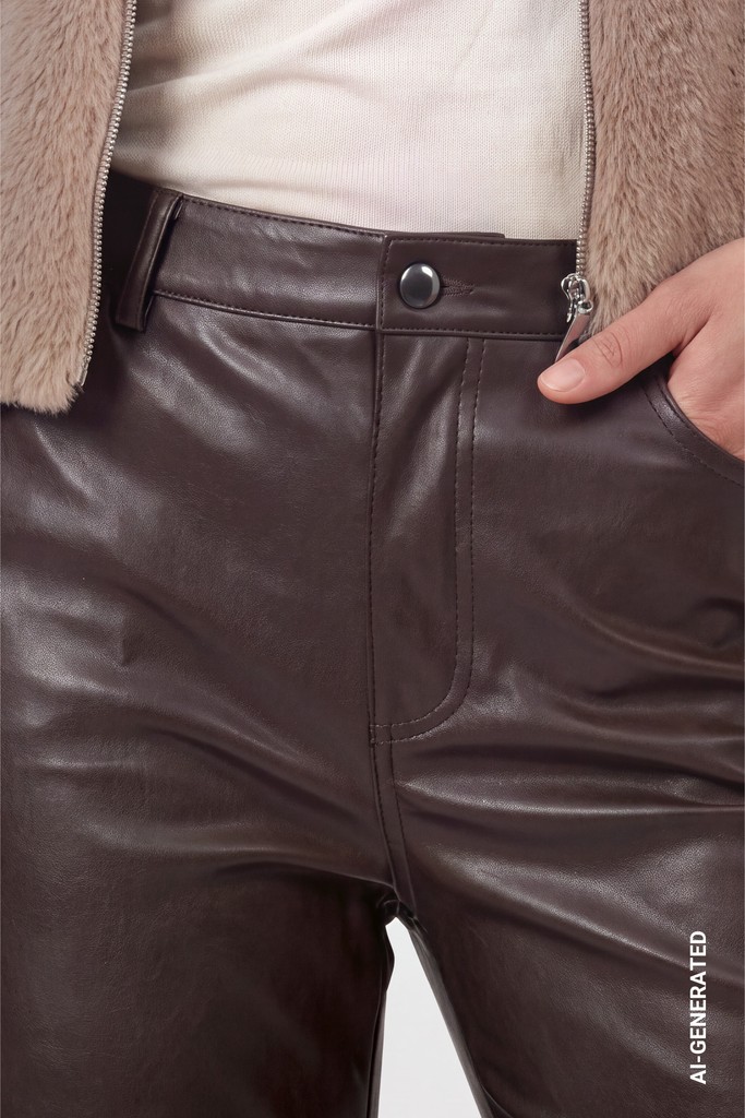Kunstleder Wide-Leg-Hose
