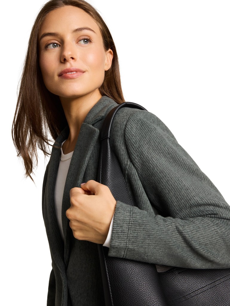 Slim Fit Cosy Blazer in Melange-Optik