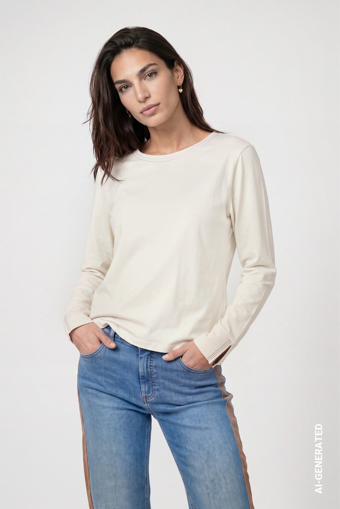 Langarmshirt mit Strassdetails
