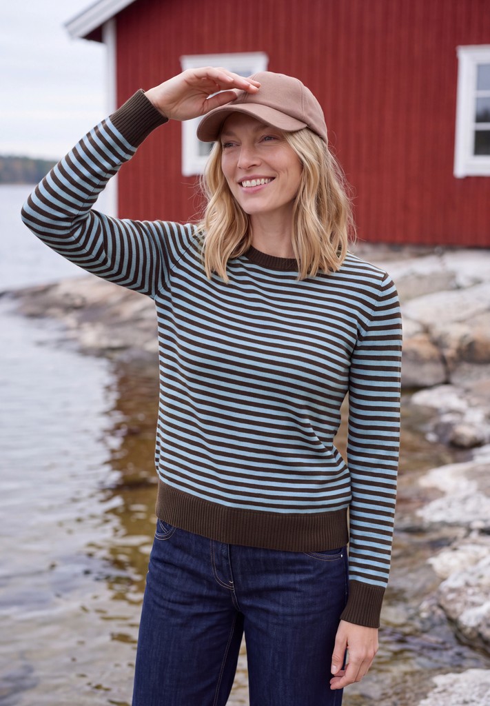 Pullover mit Rundhals und Streifen