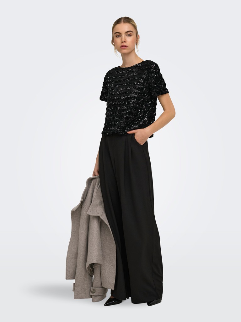 ONLSALIKA S/S SEQUINS TOP WVN