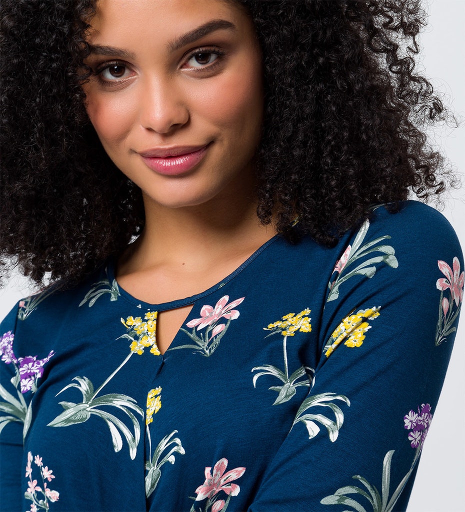 Damen Sweatshirt  3/4 Arm mit Fischgrätmuster