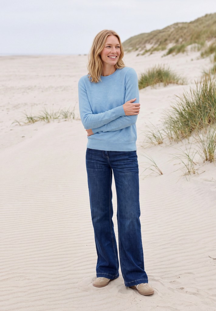 Pullover in Unifarbe mit Rundhals