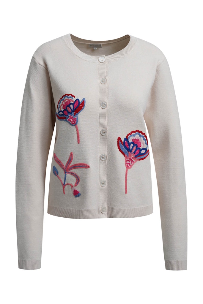 cardigan with with embroidery round neck