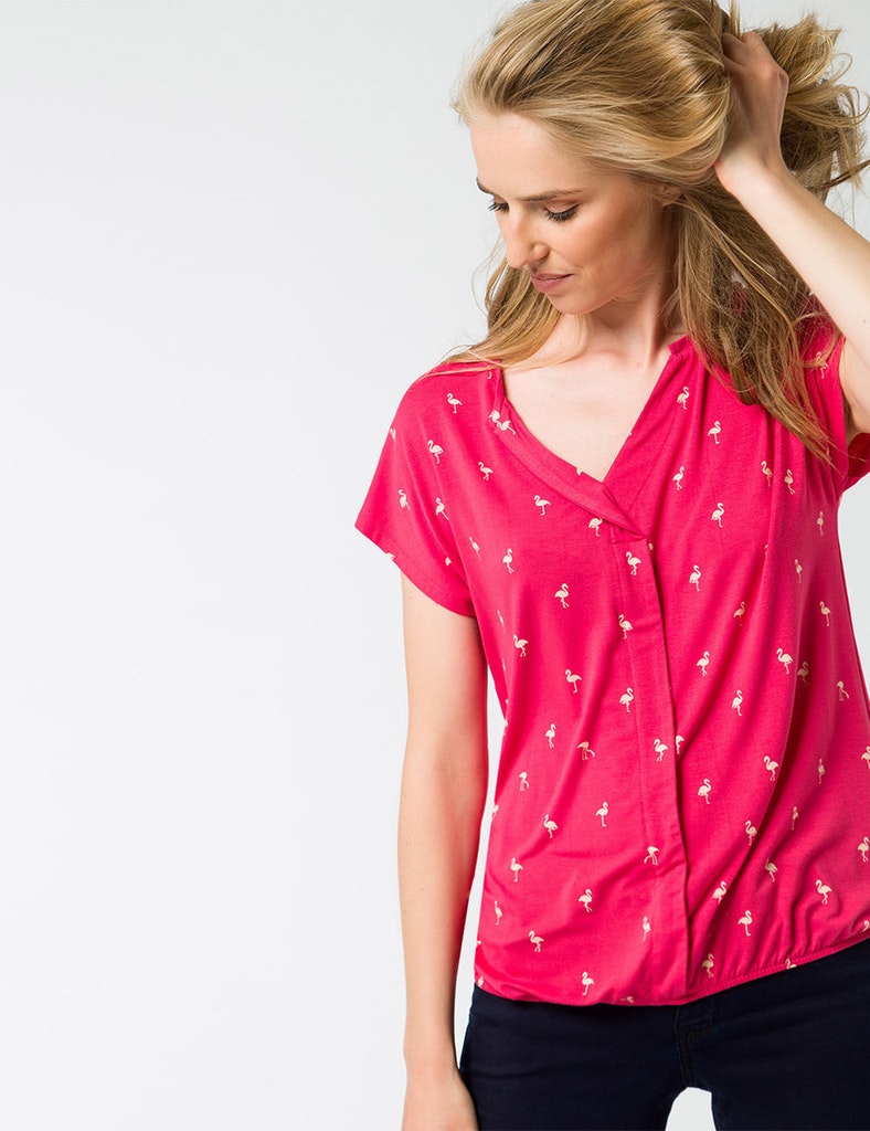 Damen Satin-Bluse mit Spitze