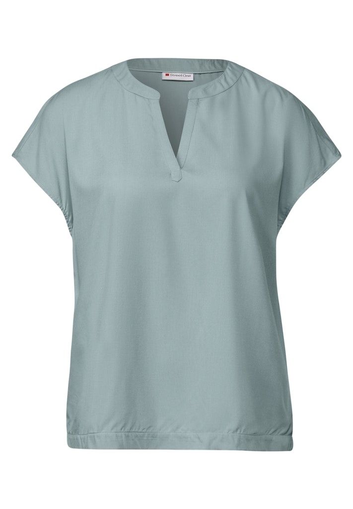 Split Neck Bluse in Unifarbe