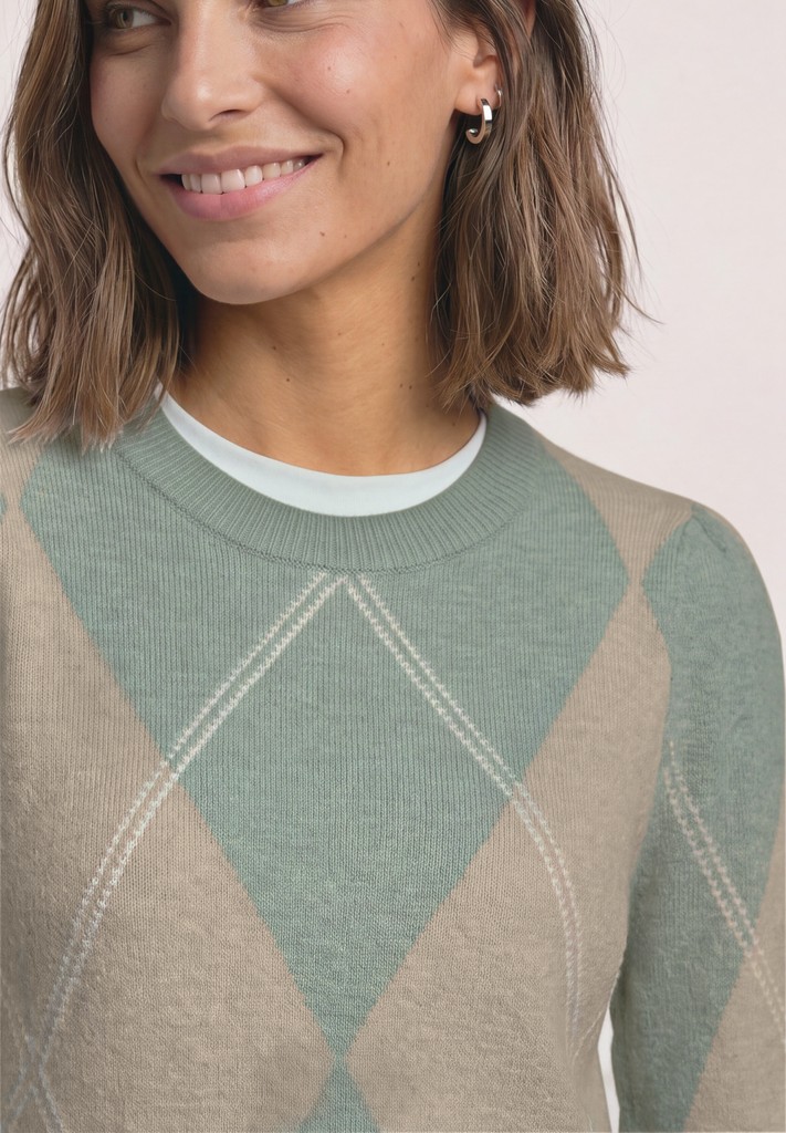 Langarm Pullover mit Argyle-Muster
