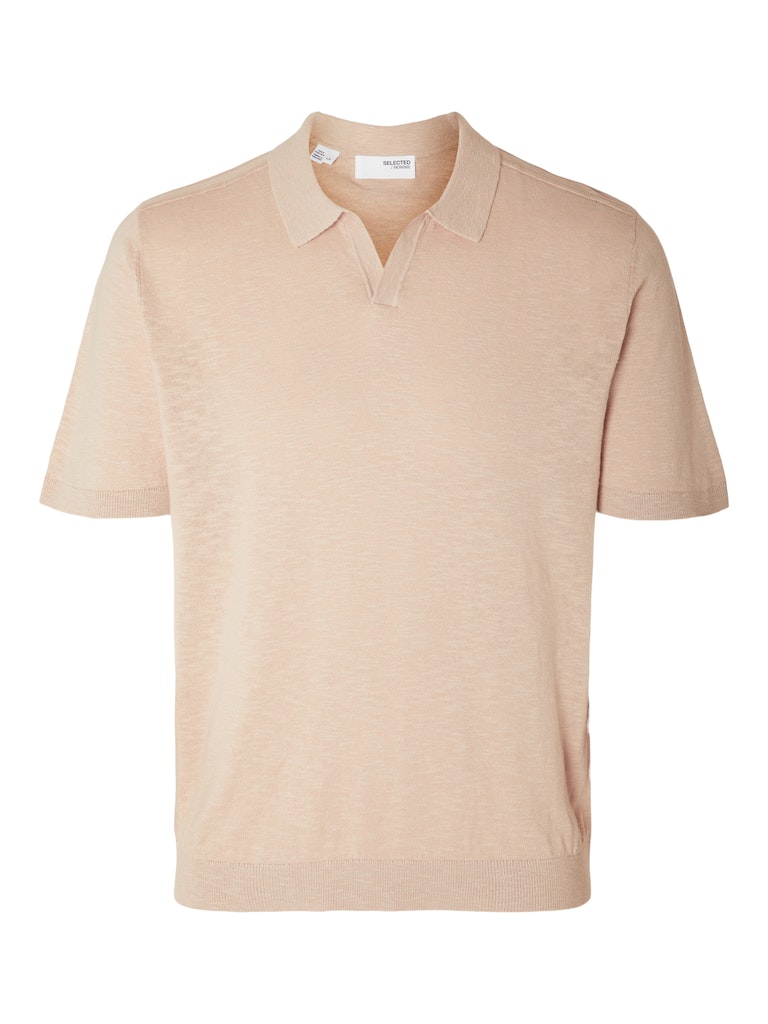 SLHBERG LINEN SS KNIT OPEN POLO