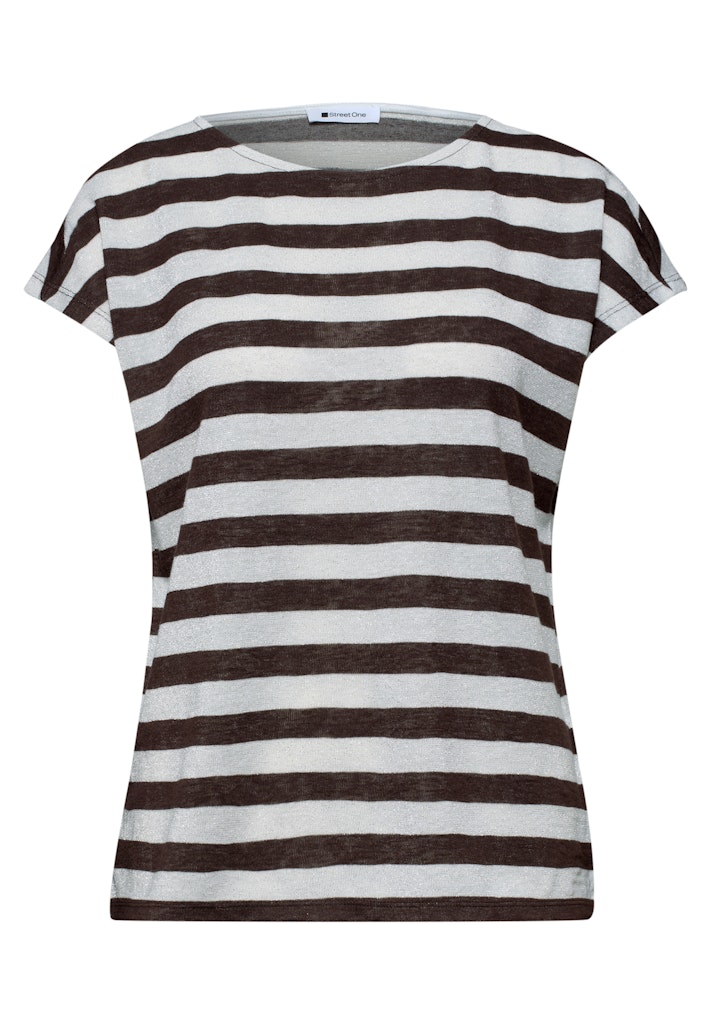 Dropped Shoulder Shirt mit Streifen und Glitzer
