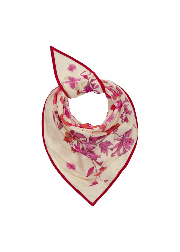 Leichtes Deieckstuch aus reiner Baumwolle mit Blumenmuster