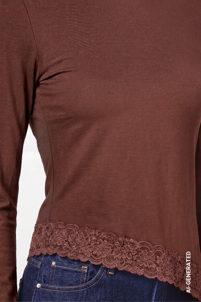 Langarmshirt mit Spitzenborte