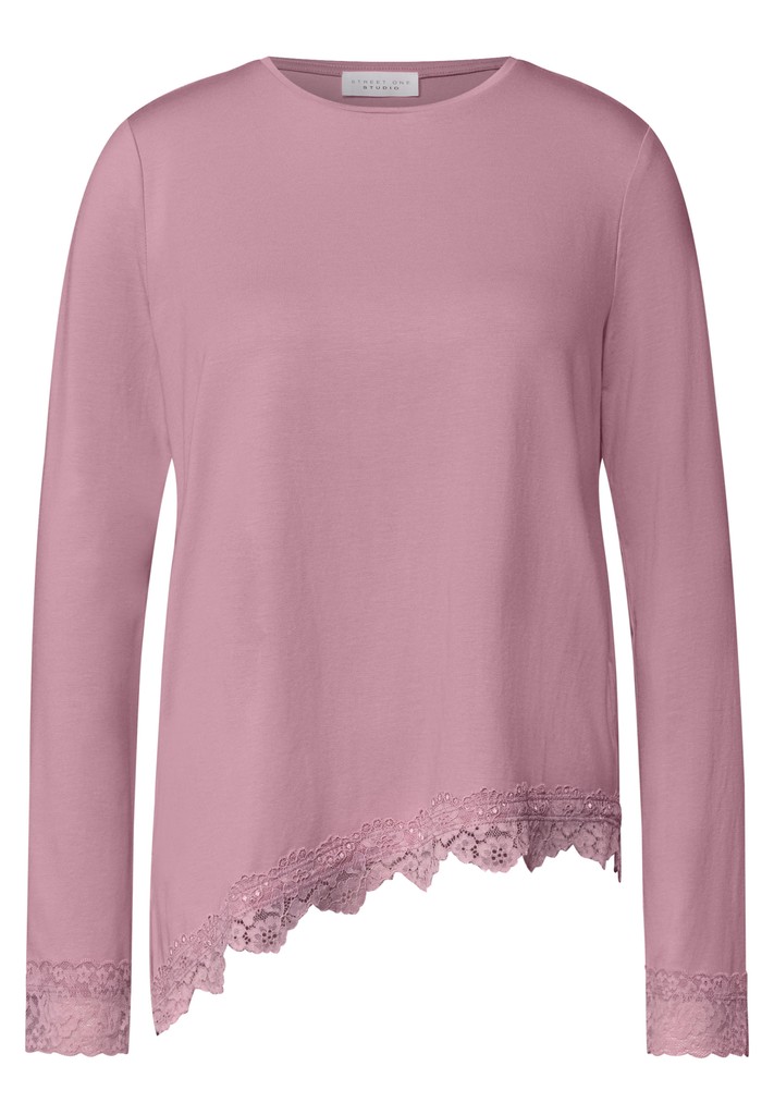 Langarm Shirt mit diagonalem Saum