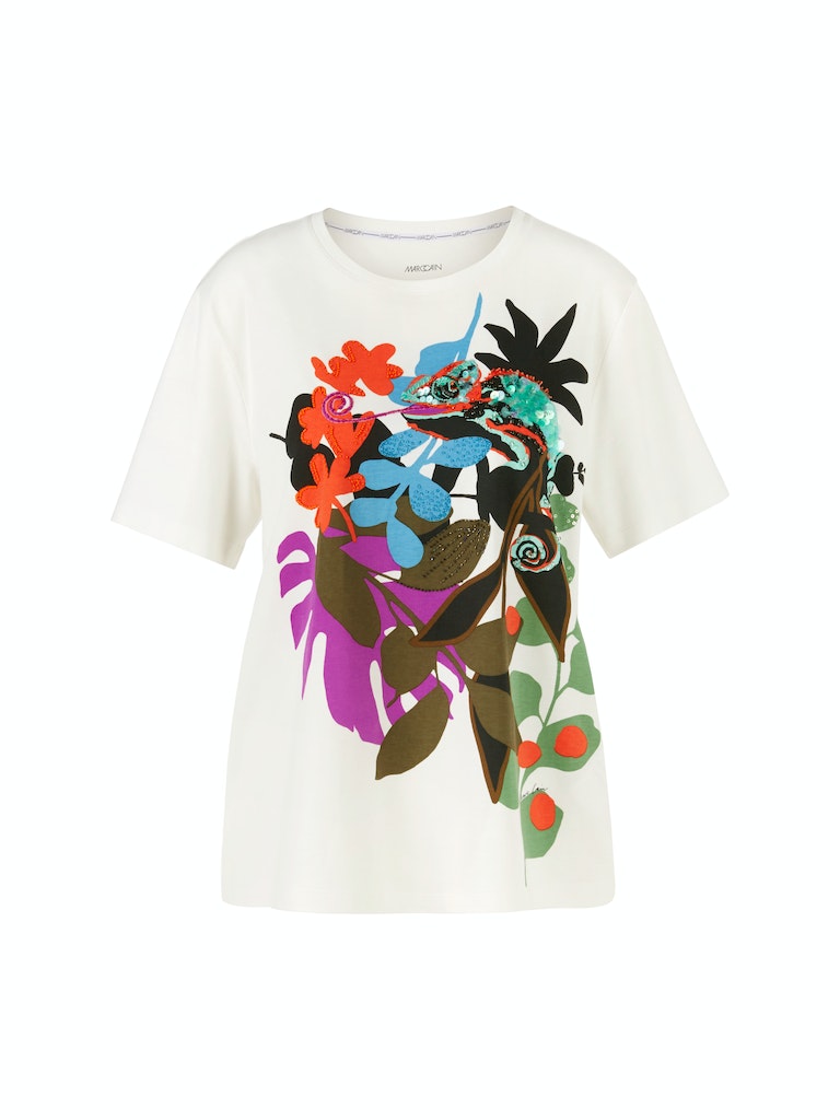 T-Shirt mit Blatt-Dessin
