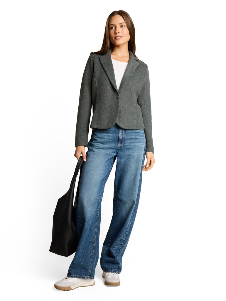 Slim Fit Cosy Blazer in Melange-Optik