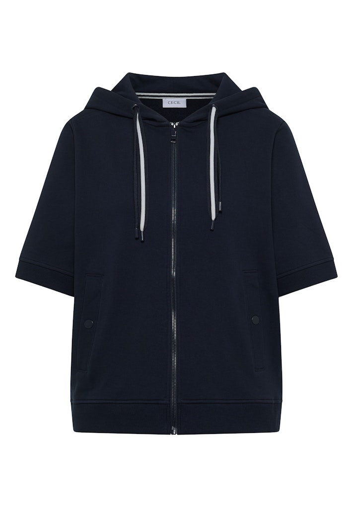 Kurzarm Sweatjacke mit Kapuze