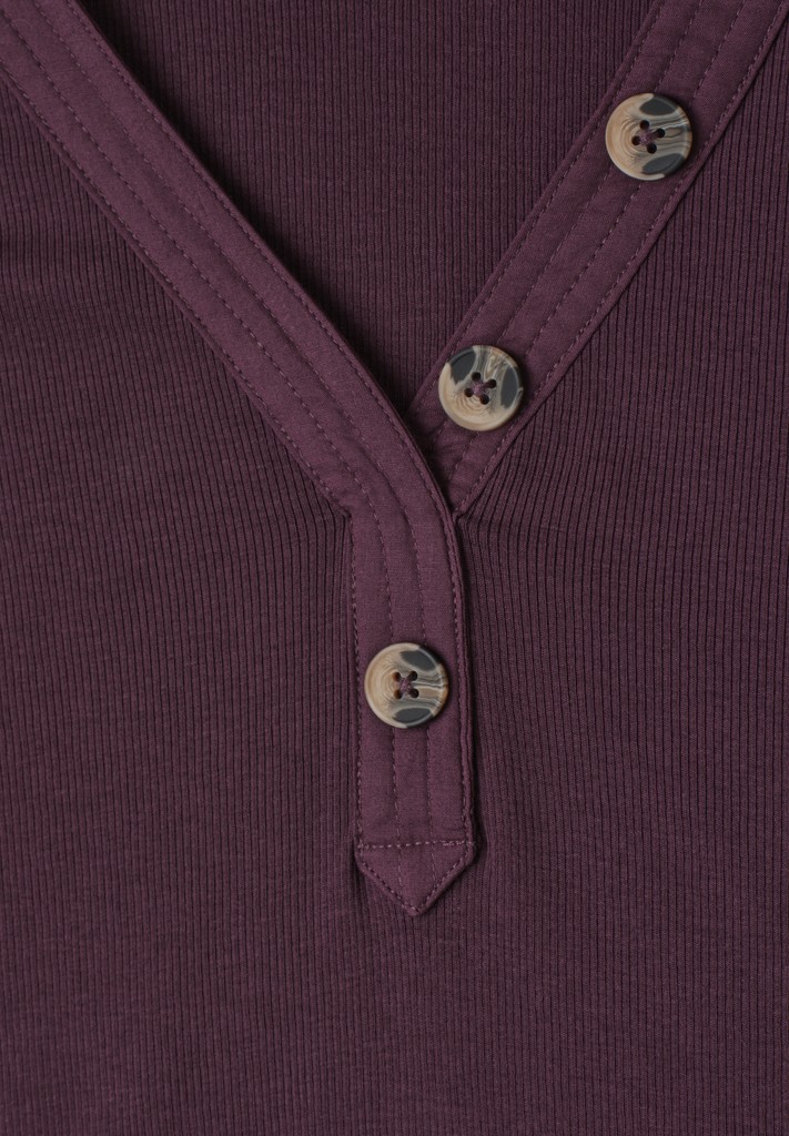 3/4-Arm Shirt mit V-Ausschnitt und Knöpfen