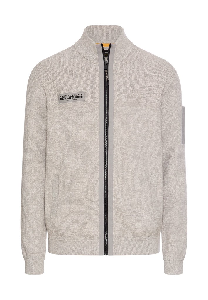 Strickjacke mit Kontrastdetails und Stehkragen