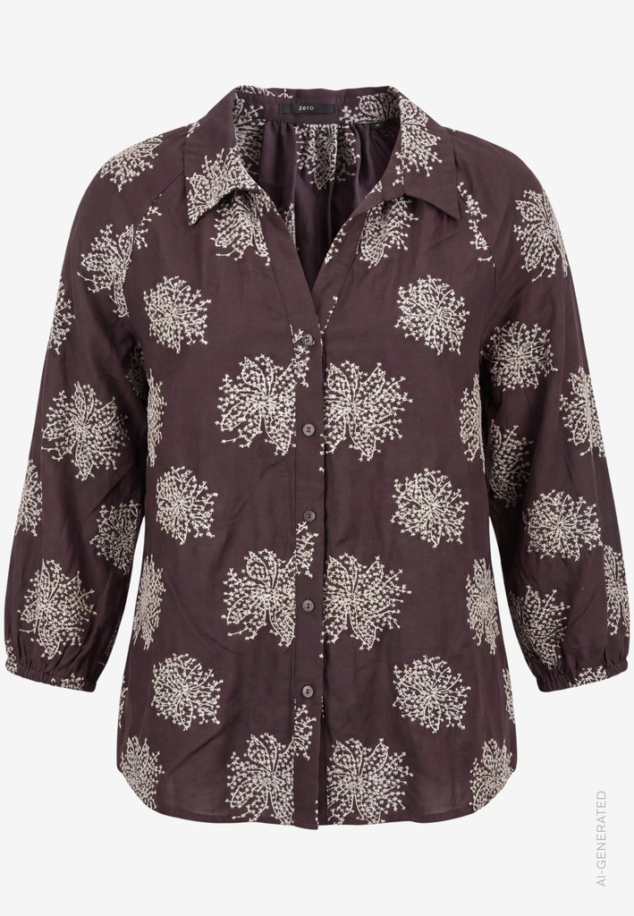 Oversized-Bluse  3/4 Arm mit Stickerei