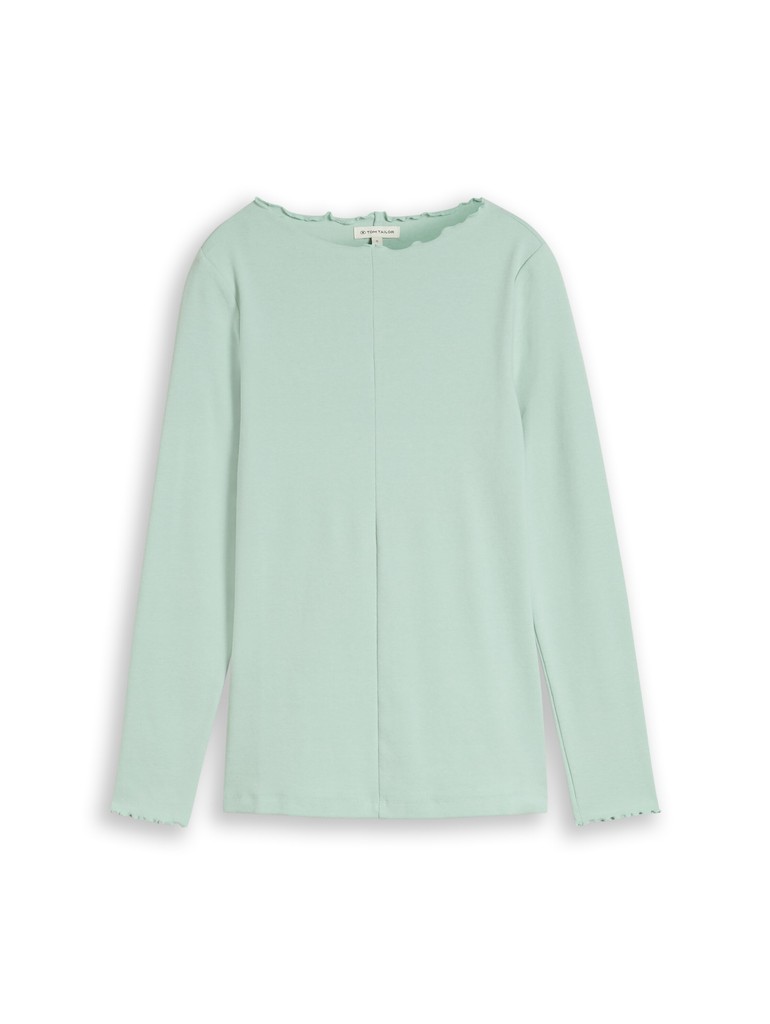 Langarmshirt mit gewelltem Kragen