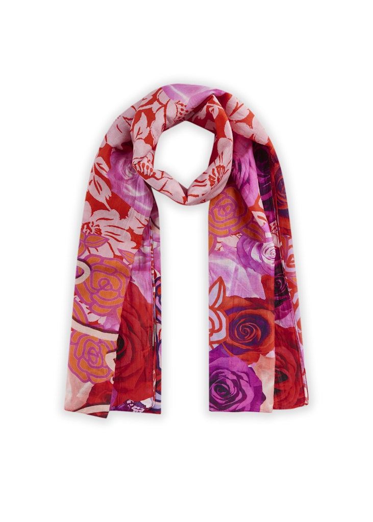 Edler Schal aus Baumwoll-Seiden-Mischung mit Blumen-Muster