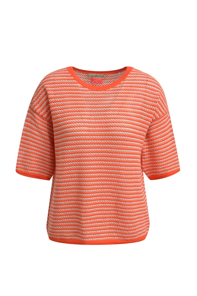 Striped Half Slv Crochet Pullover Striped Half Slv Crochet Pullover