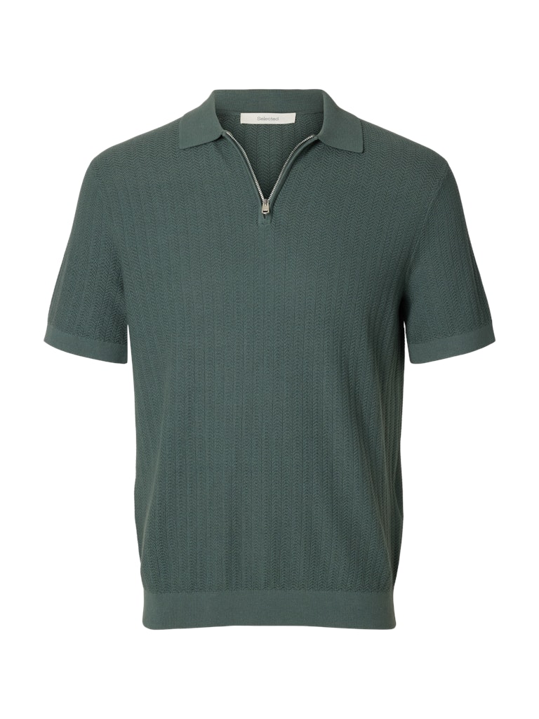 SLMCRAN SS KNIT STRUCTURE ZIP POLO