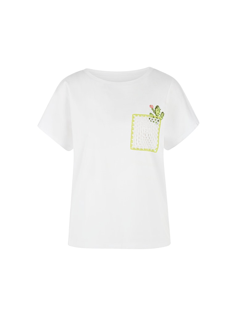 T-Shirt mit Kaktus-Print und Brusttasche