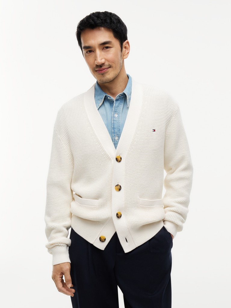 WAFFLE STRUCTURE CARDIGAN
