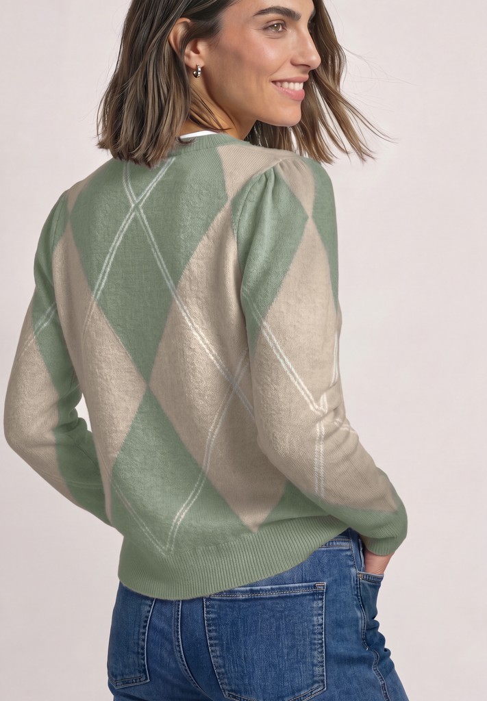 Langarm Pullover mit Argyle-Muster