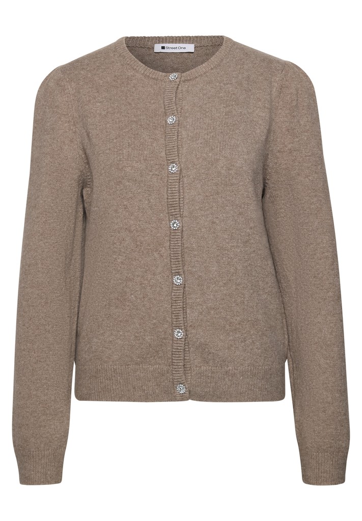 Langarm Cardigan mit Rundhals und Knöpfen