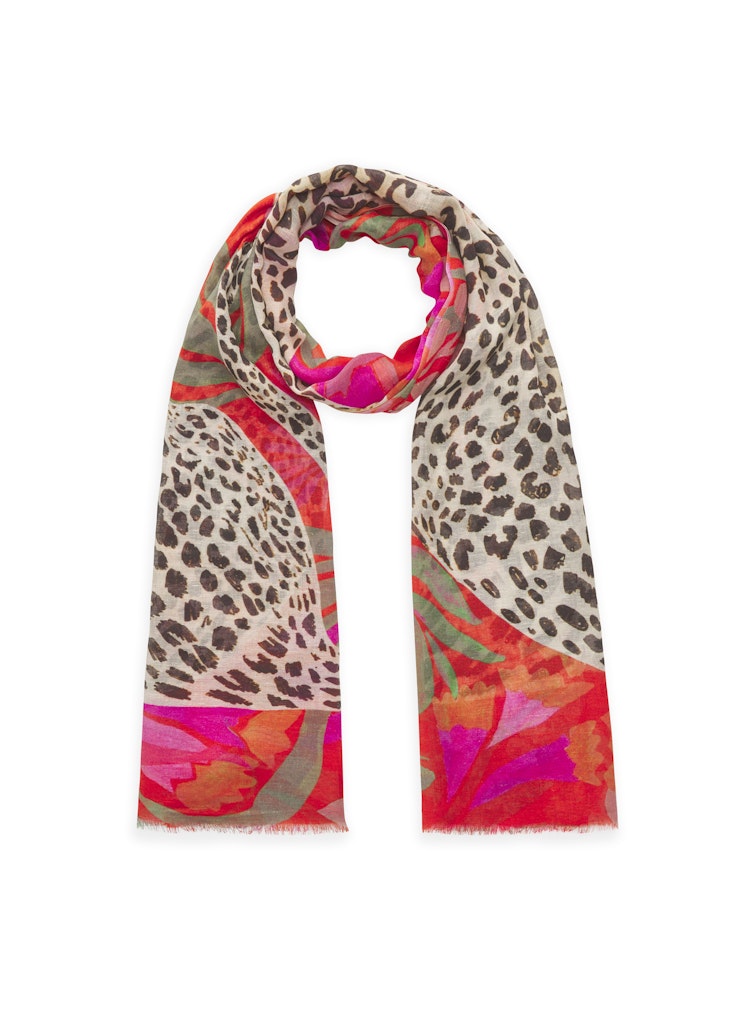 Schal aus feiner Baumwollmischung mit Leopard-Motiv