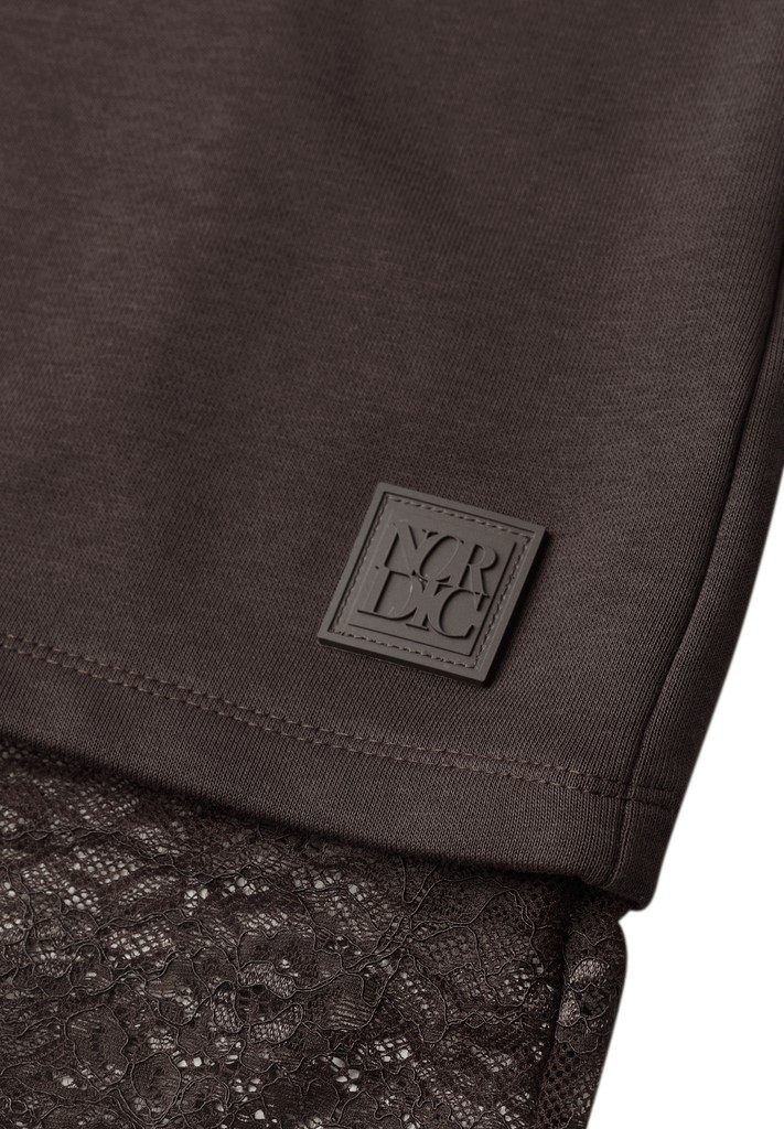 Langarm Shirt mit Rundhals und Spitzenkante