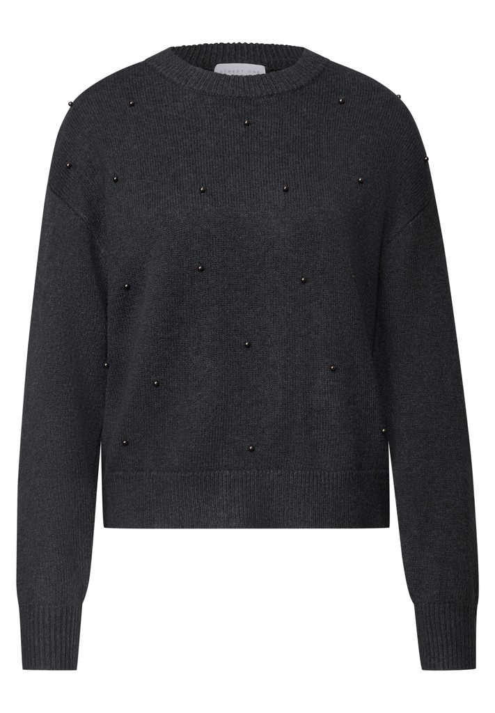 Pullover mit Rundhals und Perlendetails