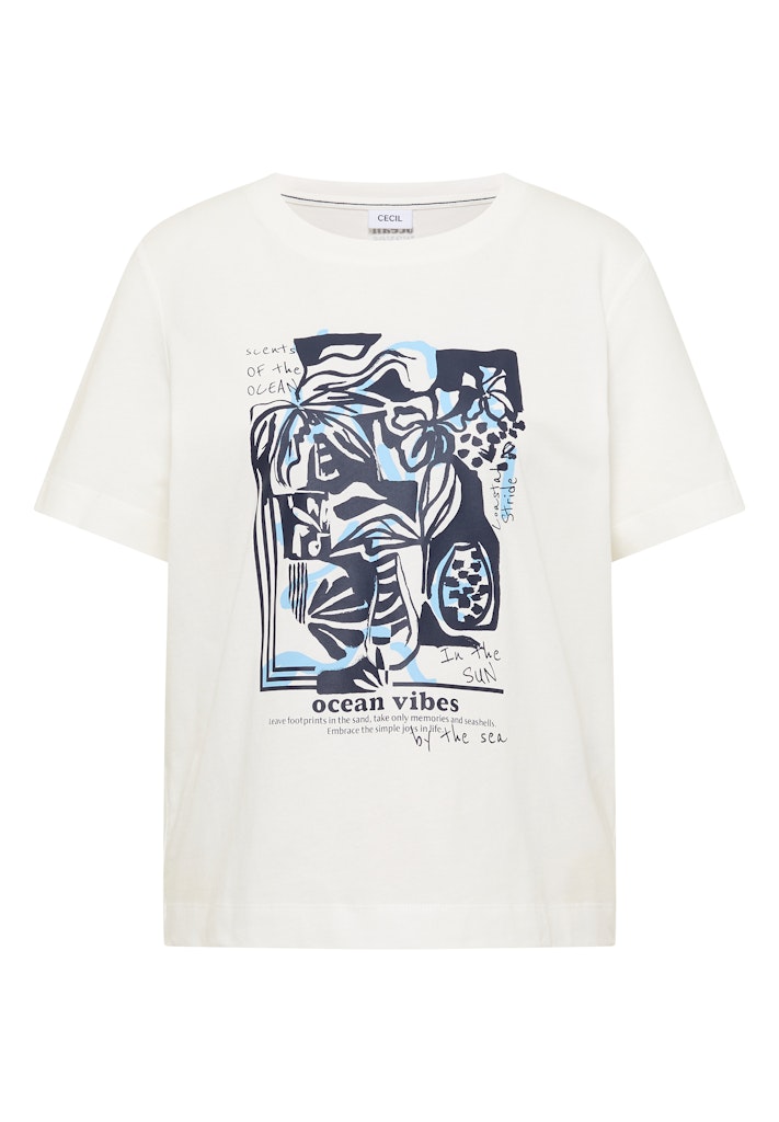 Shirt mit Rundhals und maritimem Print