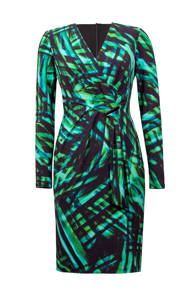 Wickelkleid aus Jersey mit abstraktem Druck Wickelkleid aus Jersey mit abstraktem Druck