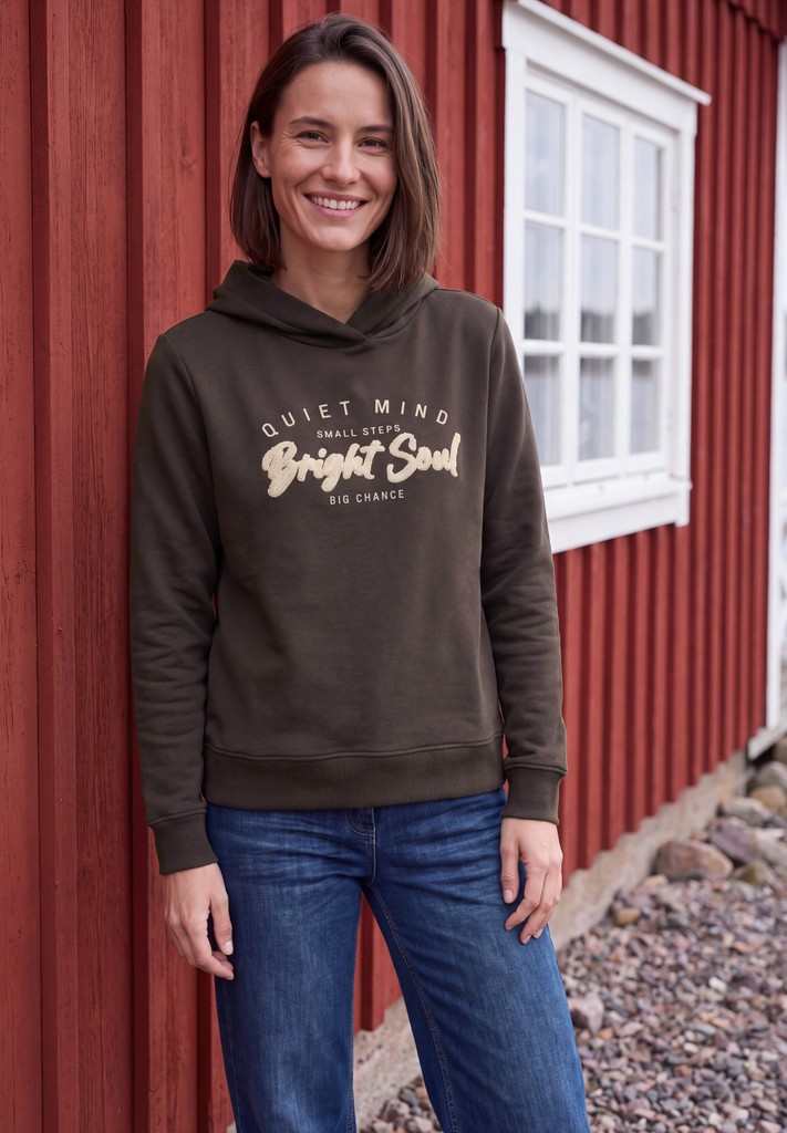 Sweatshirt mit Details in Rippstruktur