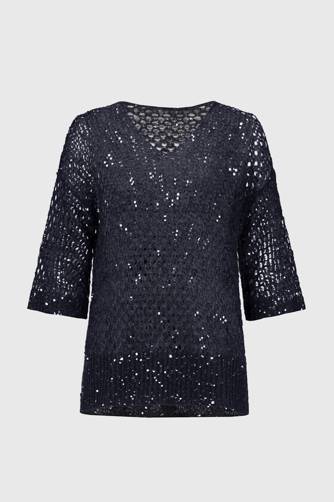 Pullover mit Lochmuster und Pailletten