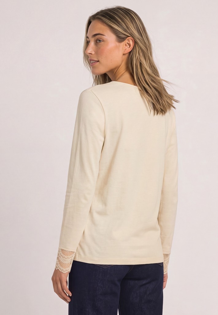 Langarm Shirt mit Rundhals und Spitze