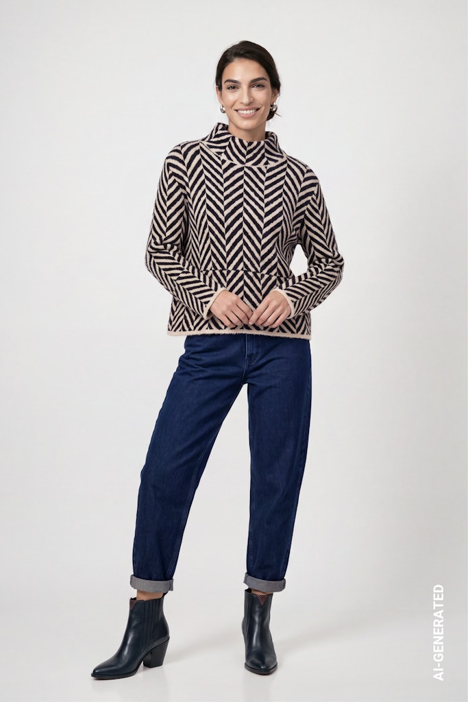 Strickpullover mit Fischgratmuster