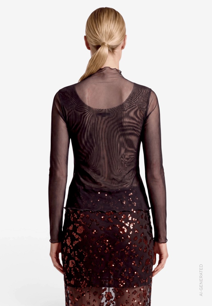 Damen Mesh-Shirt mit Pailletten